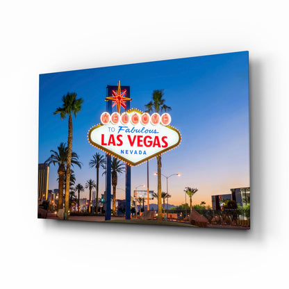 Vegas sign neon glass wall art