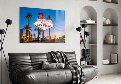 Vegas Sign Glass Wall Art