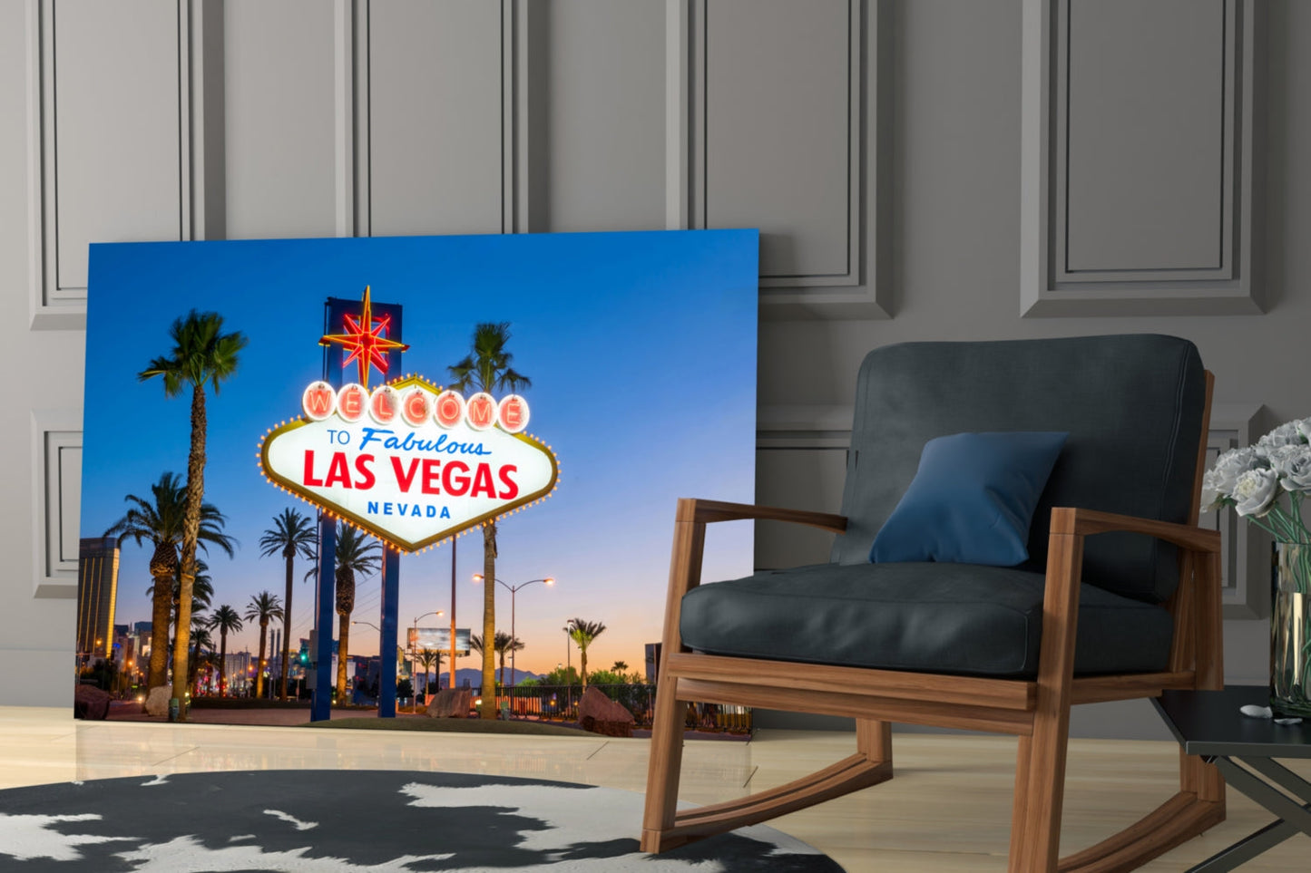 Vegas Sign Glass Wall Art