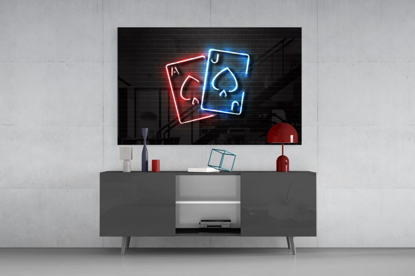 Neon Ace and Jack Glass Wall Art