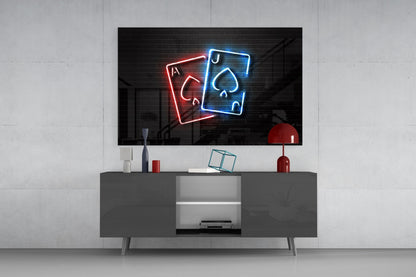Neon Ace and Jack Glass Wall Art