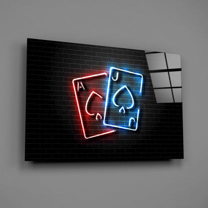 Neon Ace and Jack Glass Wall Art