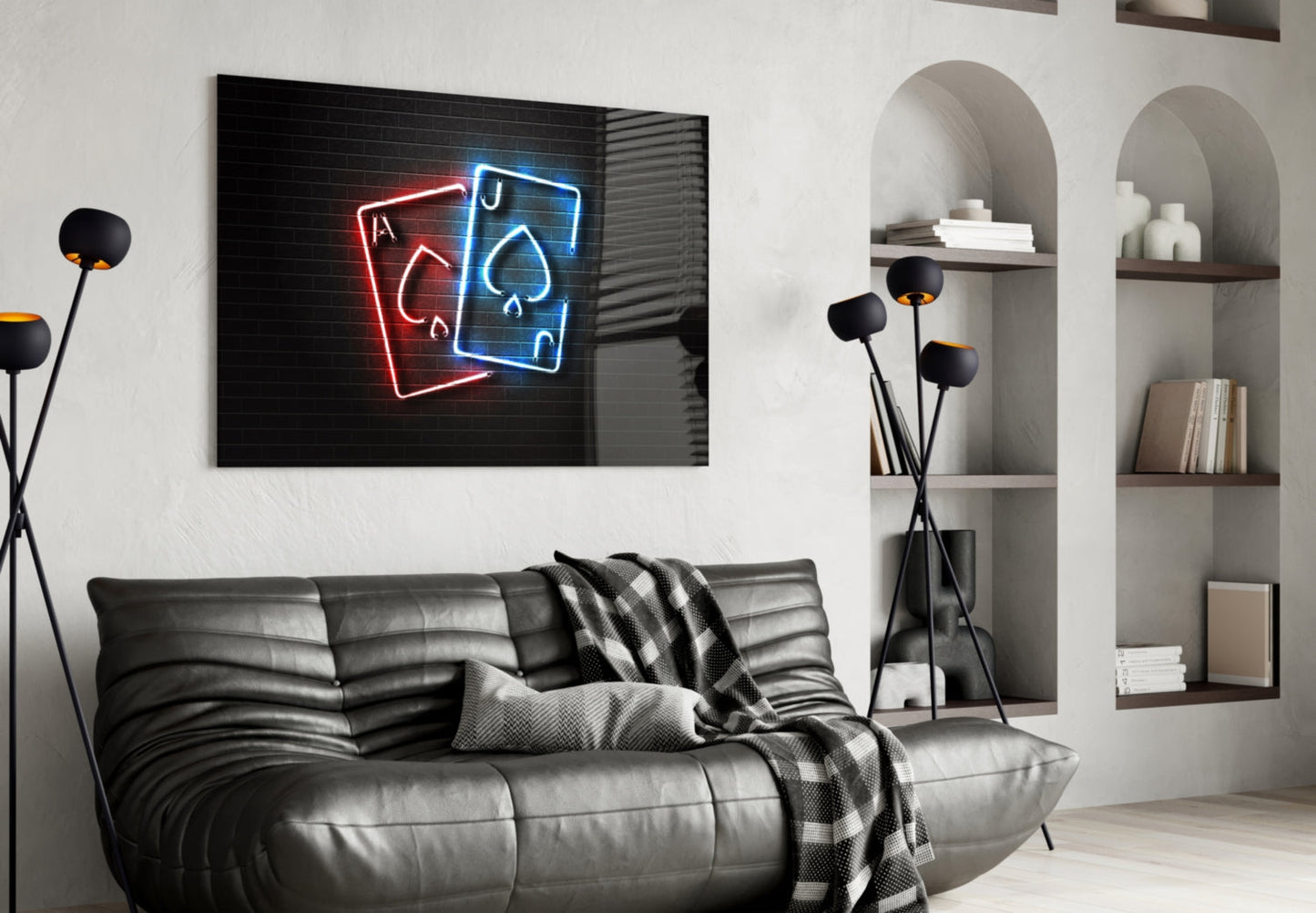 Neon Ace and Jack Glass Wall Art