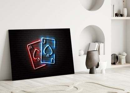 Neon Ace and Jack Glass Wall Art