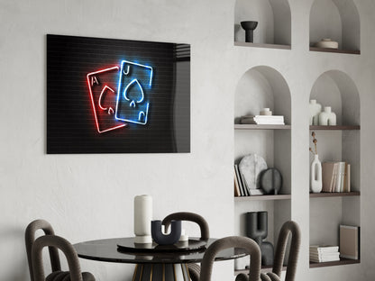 Neon Ace and Jack Glass Wall Art