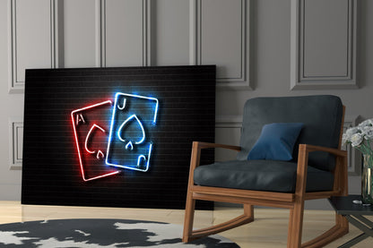 Neon Ace and Jack Glass Wall Art