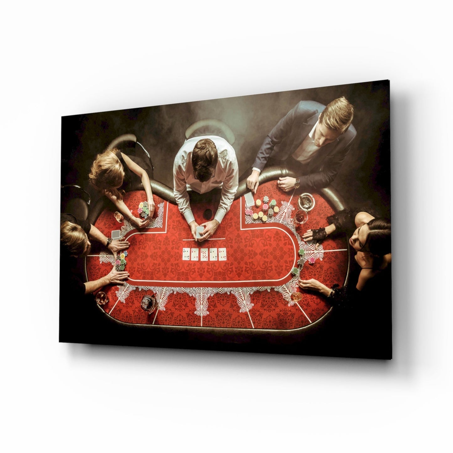 Poker table casino glass wall art print