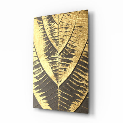 Gold leaf abstract botanical glass wall art print