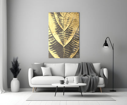 Golden Leaf Glass Wall Art