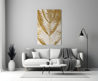 Golden Leaf Glass Wall Art