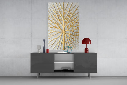 Gilded Leaf Abstract Glass Wall Art