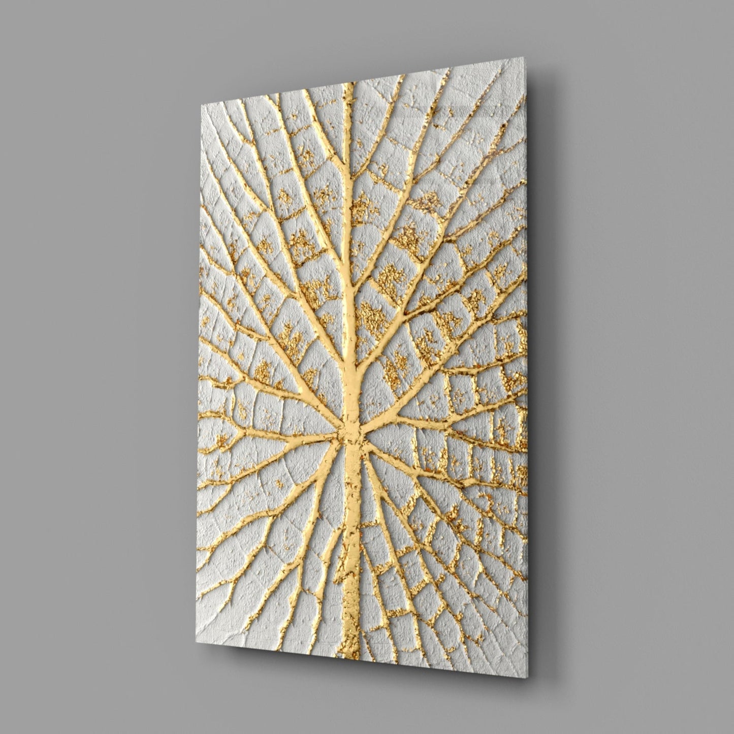 Gilded Leaf Abstract Glass Wall Art
