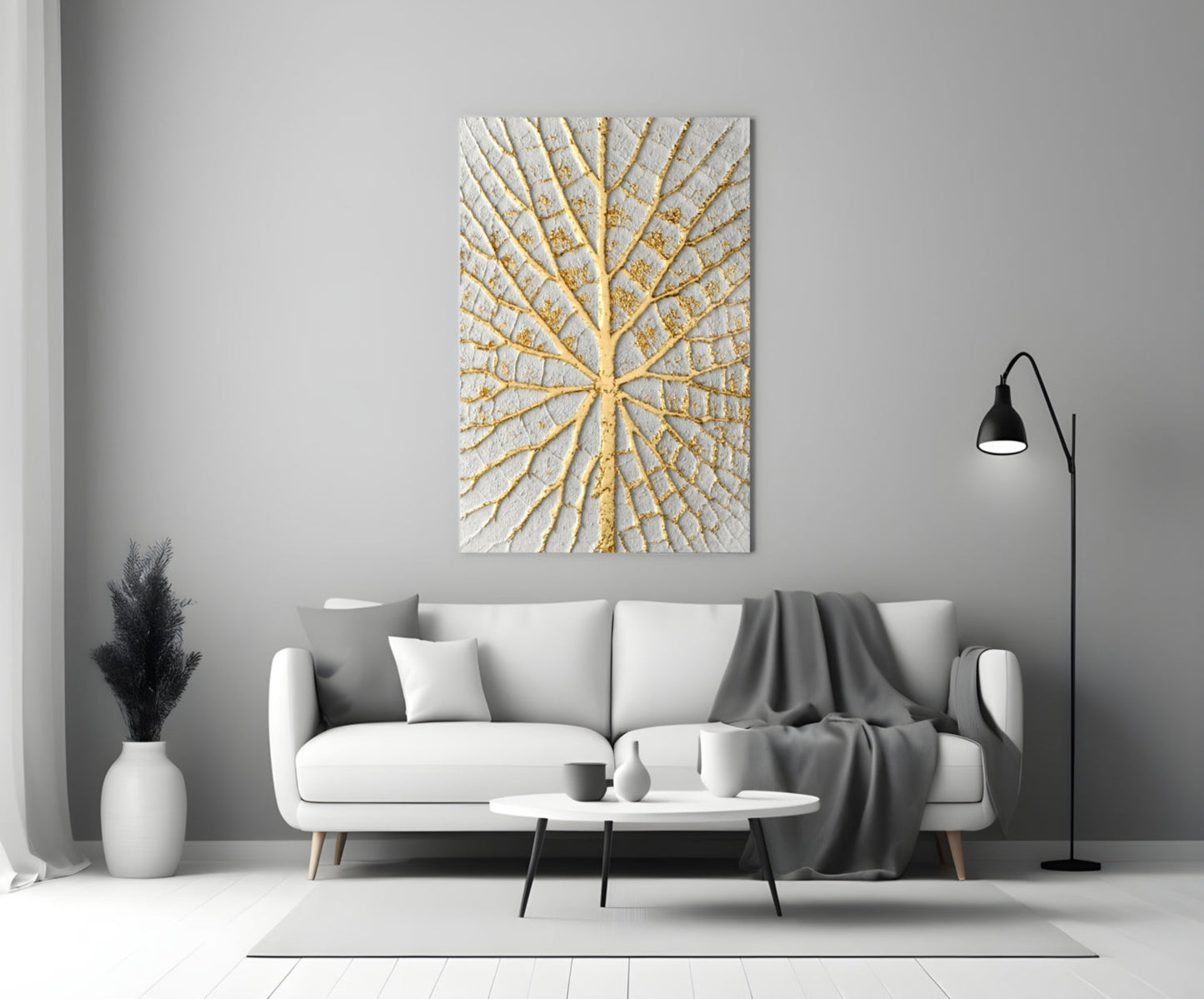 Gilded Leaf Abstract Glass Wall Art