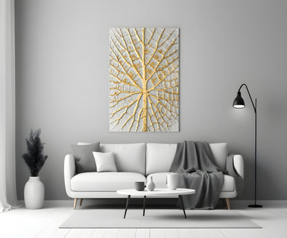 Gilded Leaf Abstract Glass Wall Art