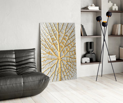 Gilded Leaf Abstract Glass Wall Art