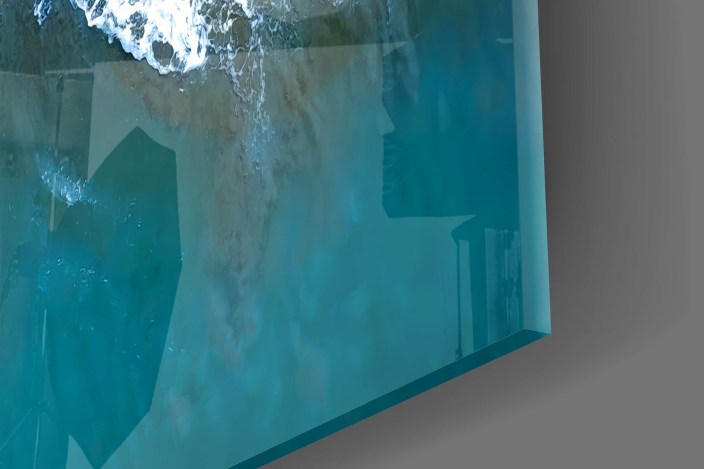 Aerial Coastal Waves Glass Wall Art