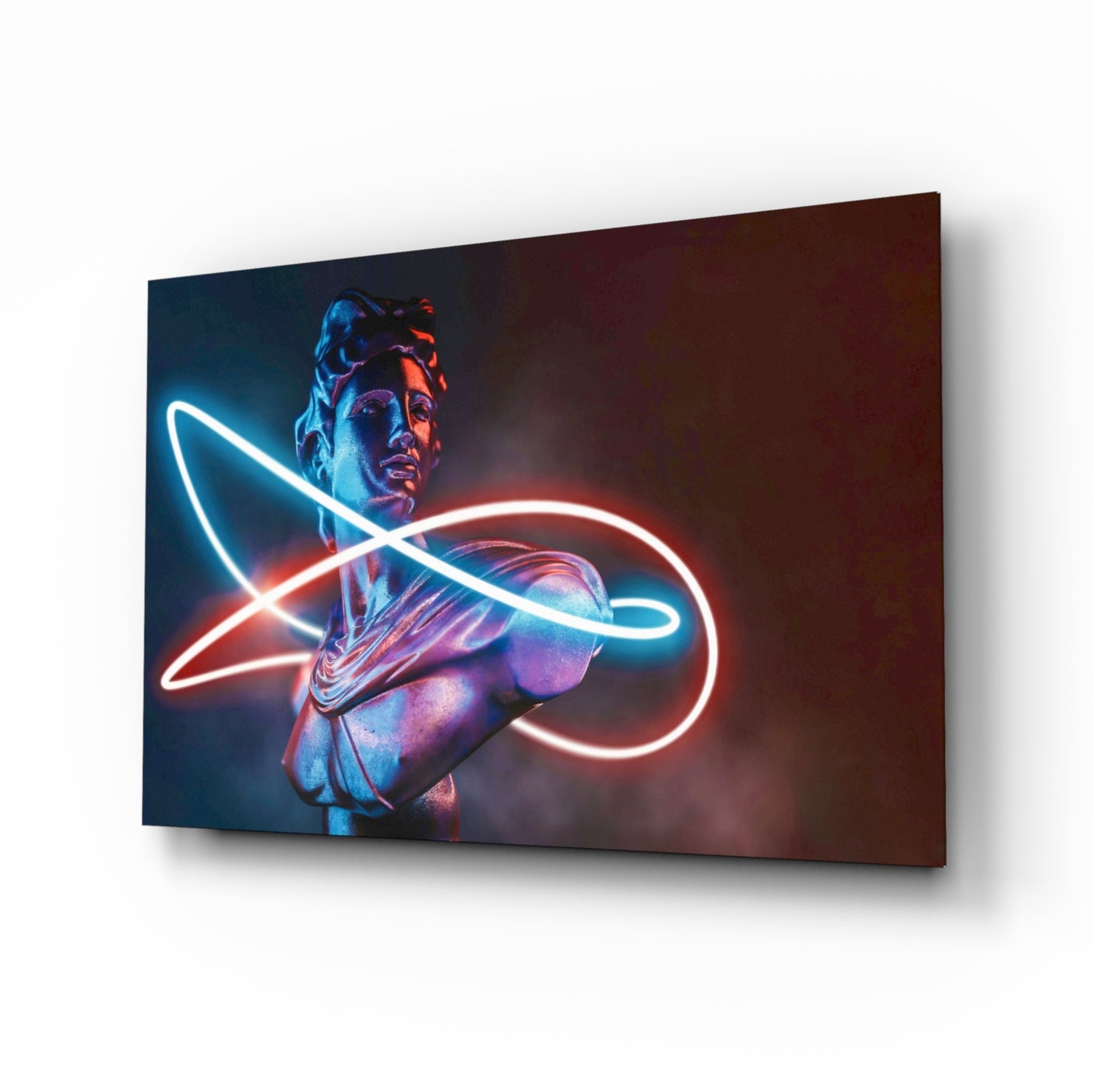 Cobalt Apollo bust glass wall art