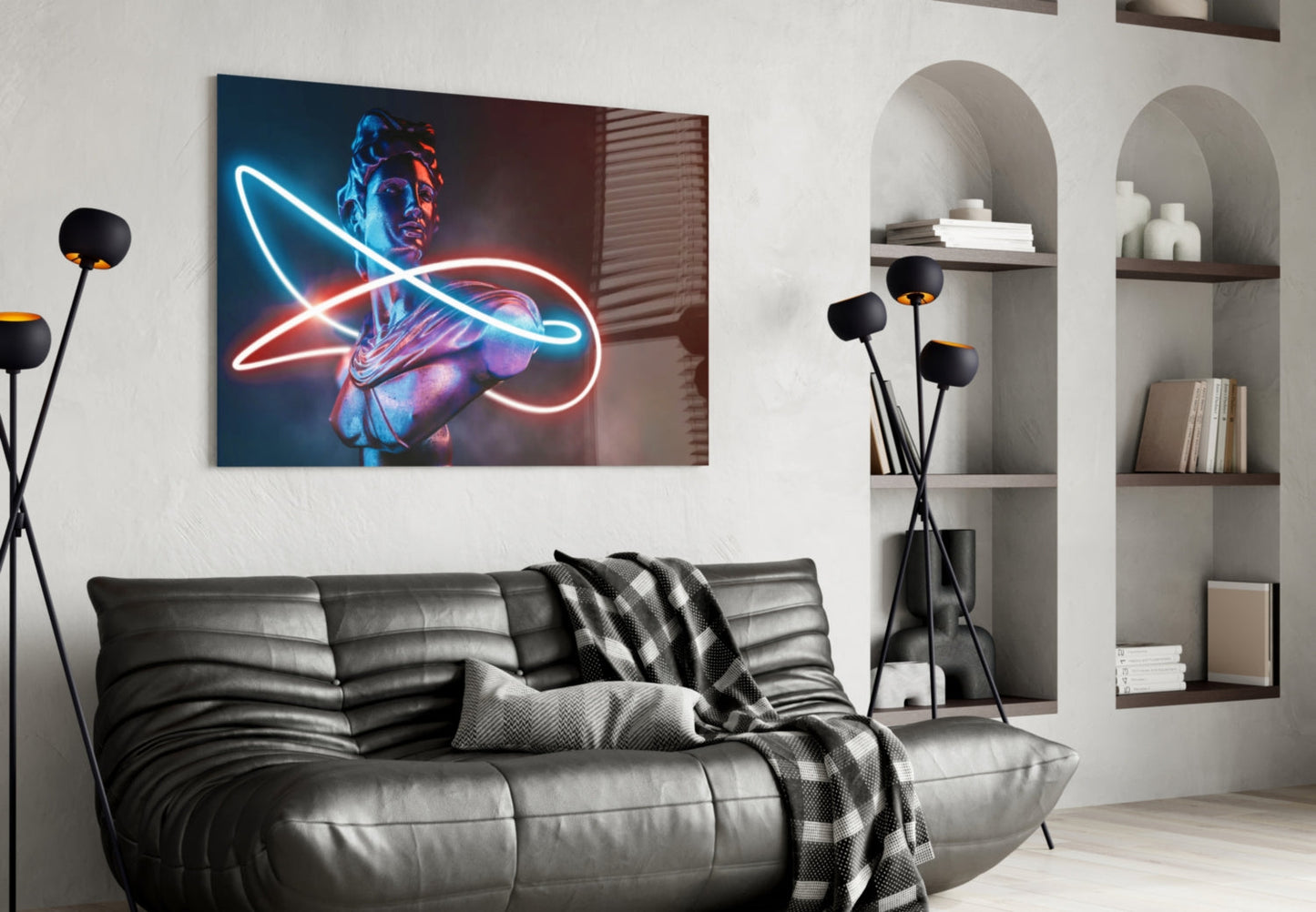 Cobalt Apollo Bust Glass Wall Art