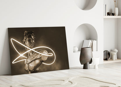 Sepia Apollo Bust Glass Wall Art