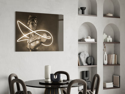 Sepia Apollo Bust Glass Wall Art