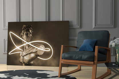 Sepia Apollo Bust Glass Wall Art