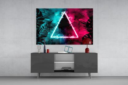 Neon Triangle Tropical Glass Wall Art