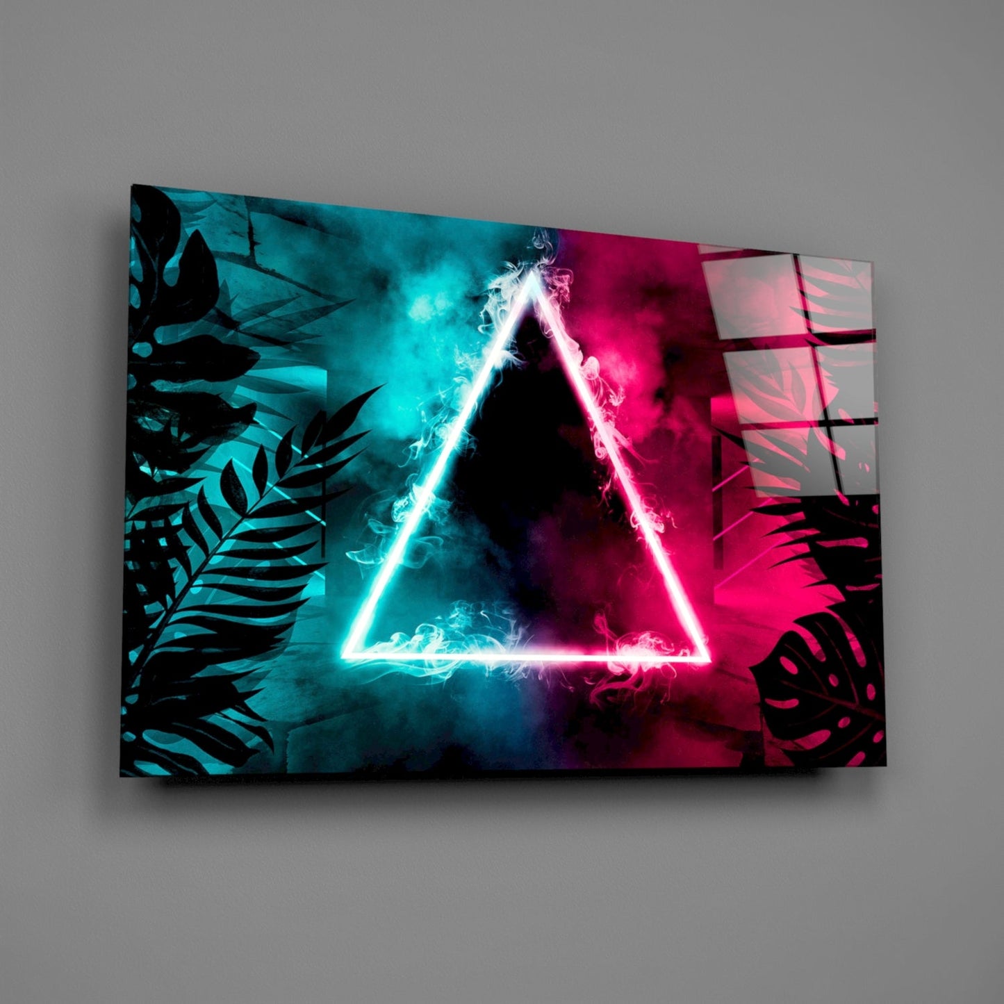 Neon Triangle Tropical Glass Wall Art
