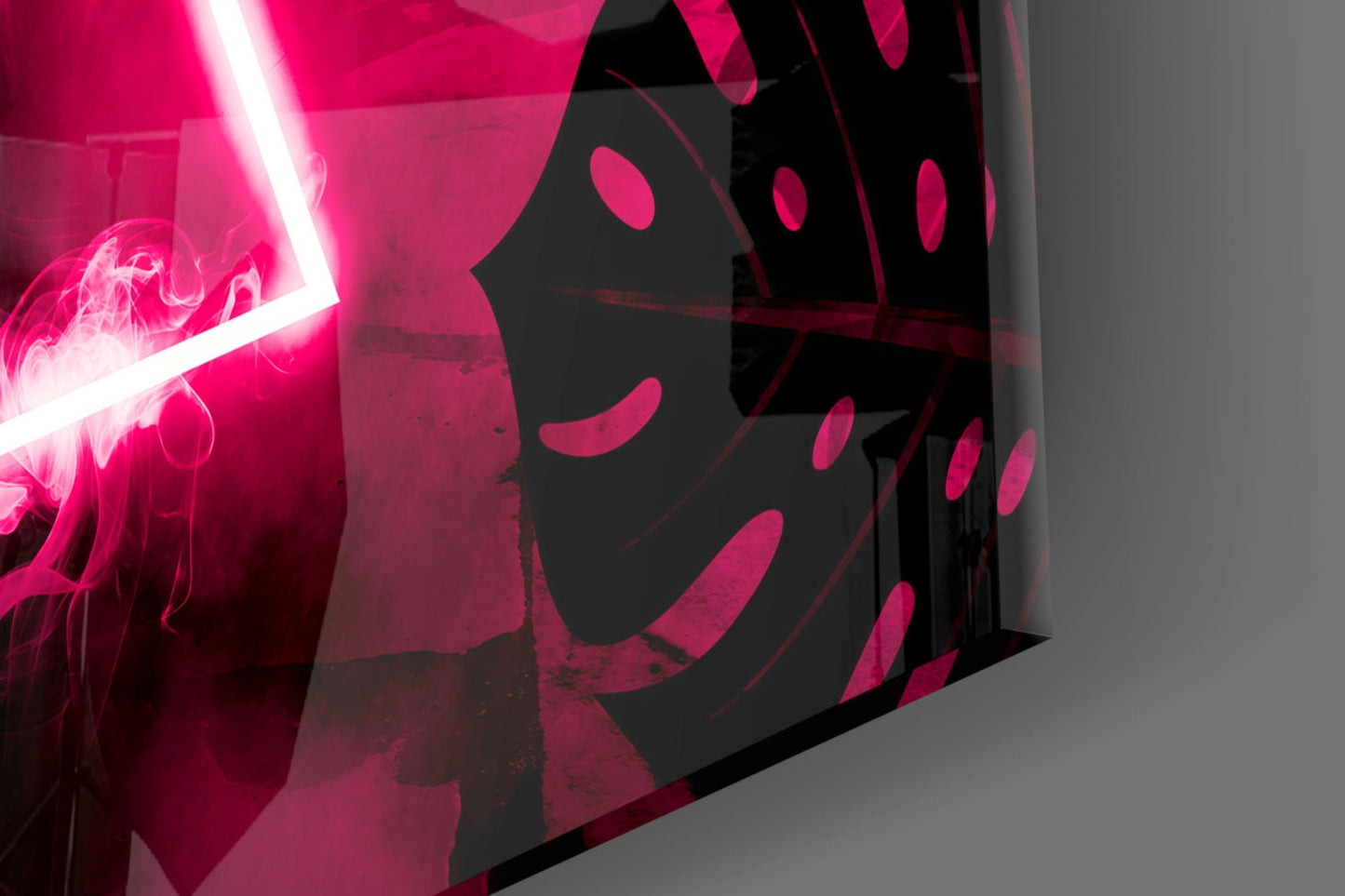 Neon Triangle Tropical Glass Wall Art