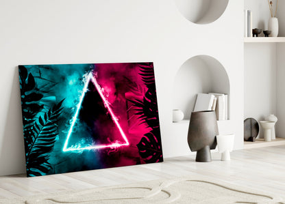 Neon Triangle Tropical Glass Wall Art
