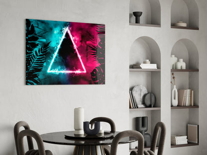 Neon Triangle Tropical Glass Wall Art