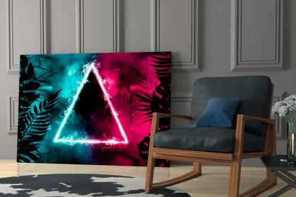 Neon Triangle Tropical Glass Wall Art