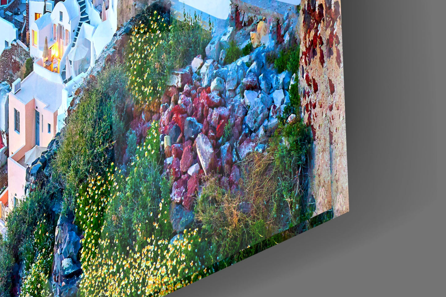 Santorini Sunset Glass Wall Art