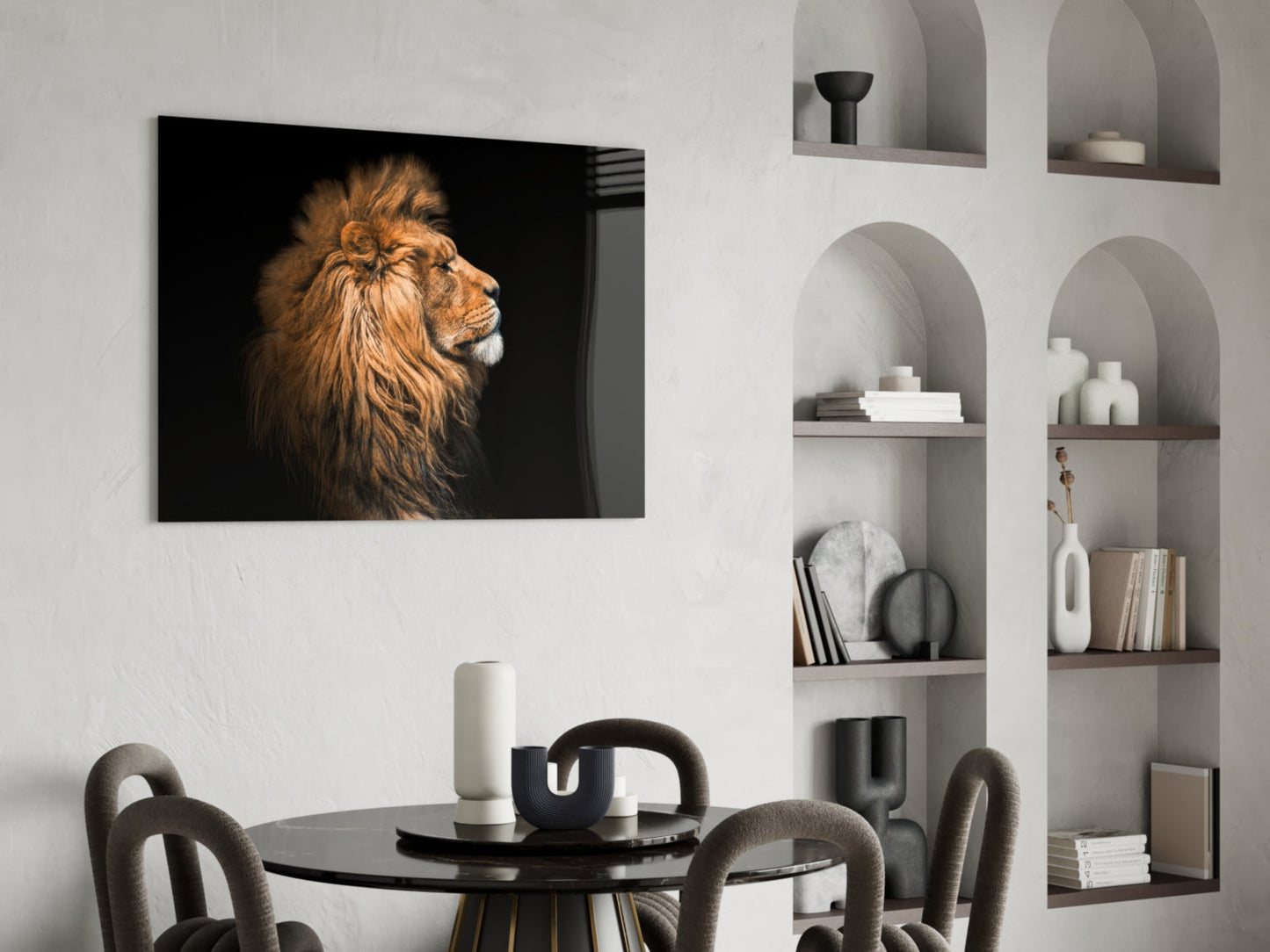 African Lion Glass Wall Art