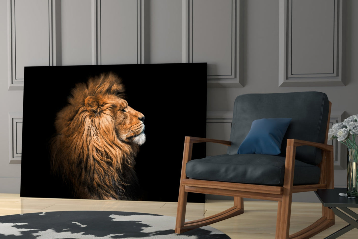 African Lion Glass Wall Art