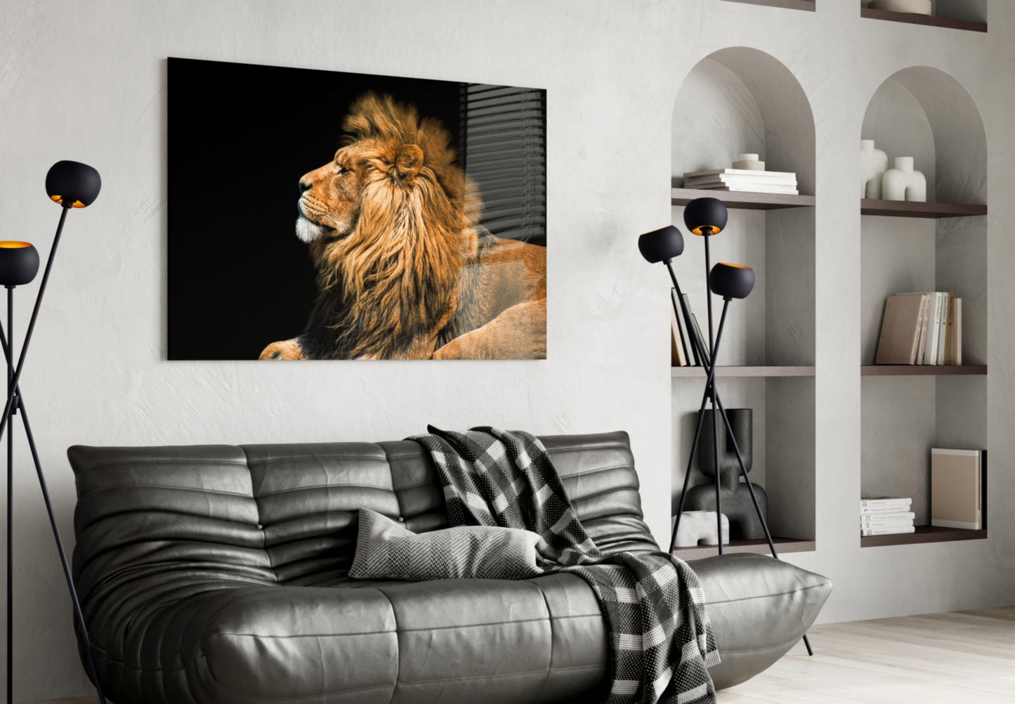 Resting Lion Glass Wall Art