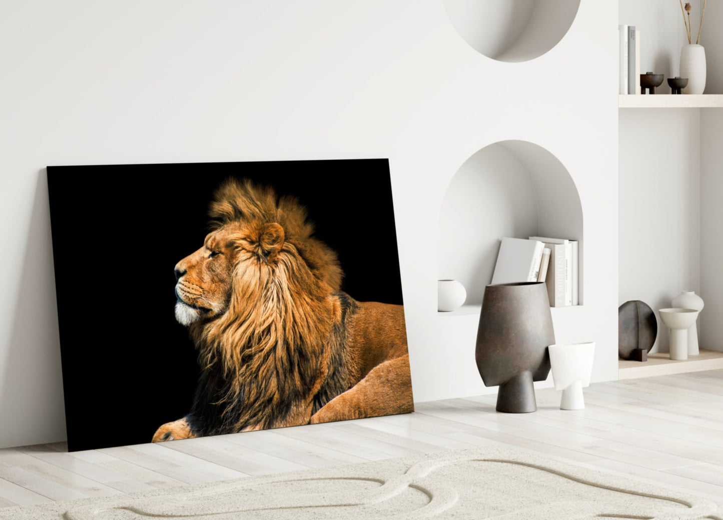 Resting Lion Glass Wall Art