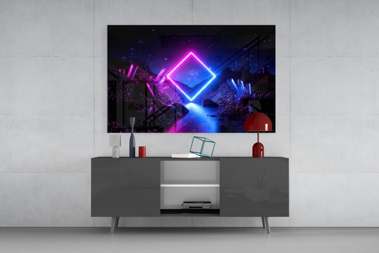 Synthwave Dreamscape Glass Wall Art