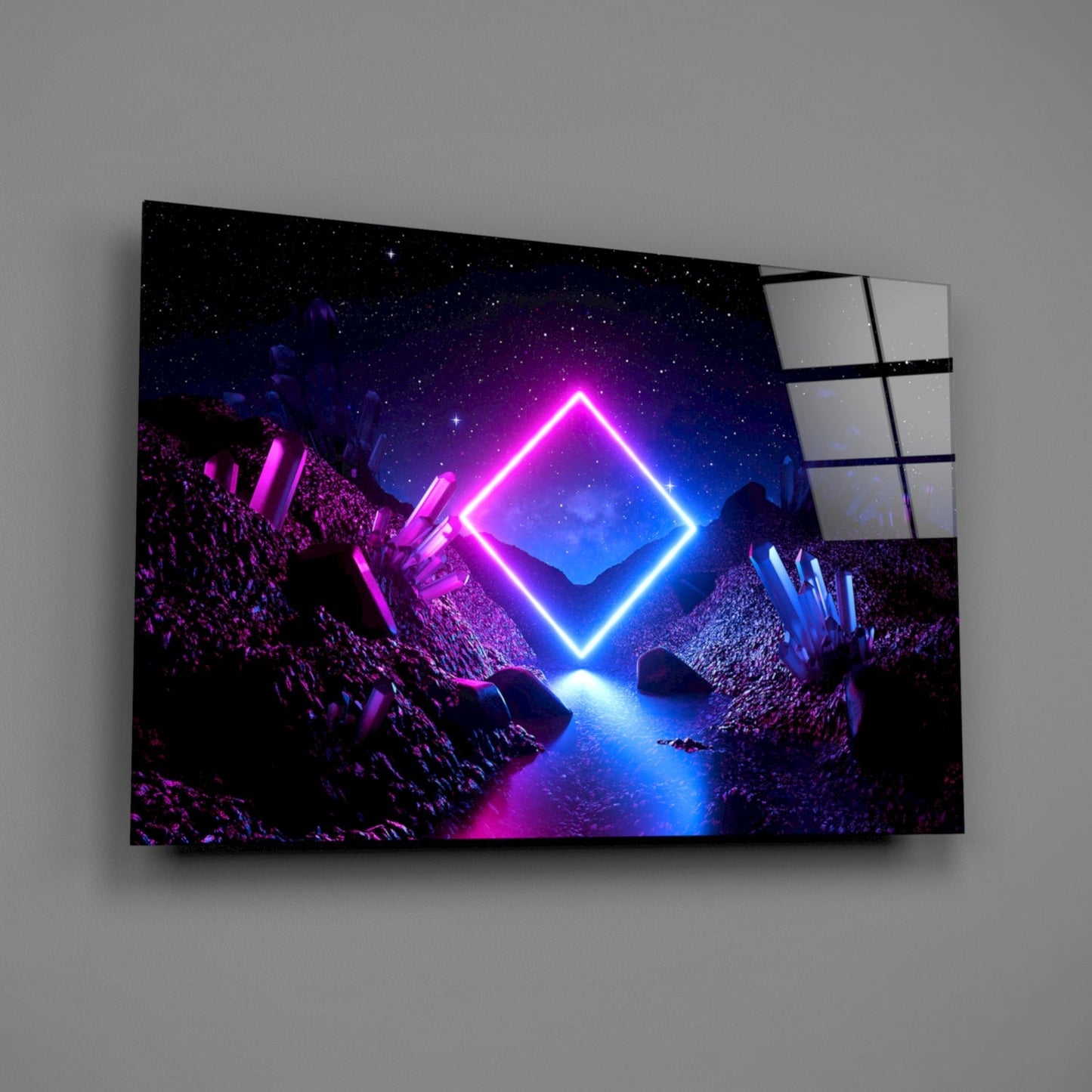 Synthwave Dreamscape Glass Wall Art