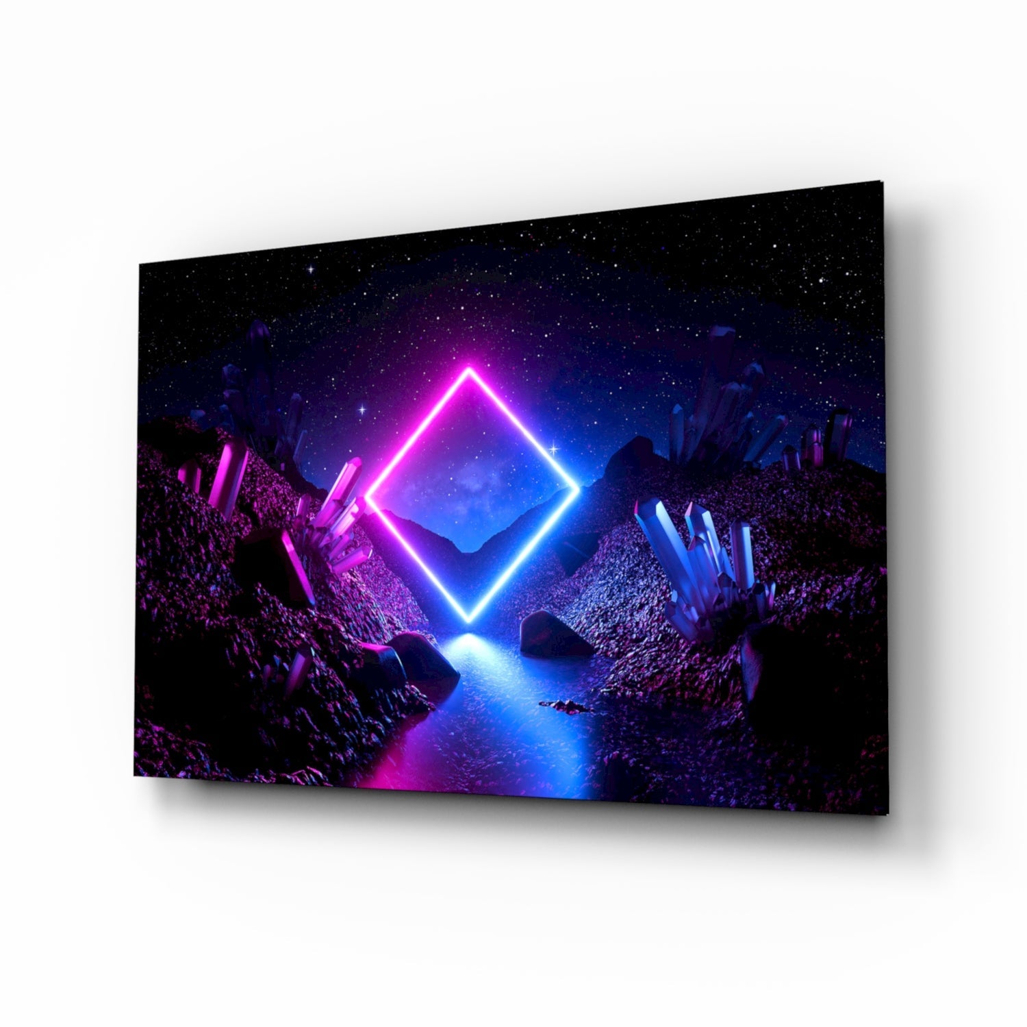 Synthwave dreamscape glass wall art