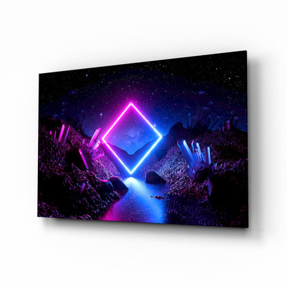 Synthwave dreamscape glass wall art