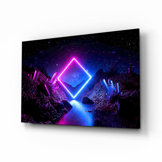 Synthwave dreamscape glass wall art