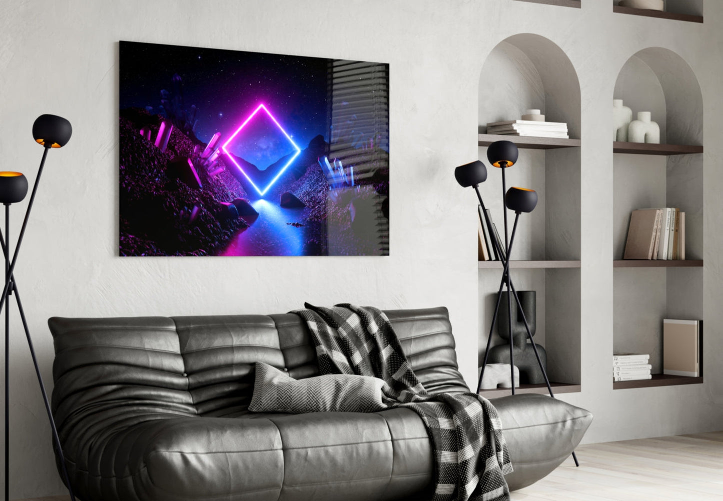 Synthwave Dreamscape Glass Wall Art