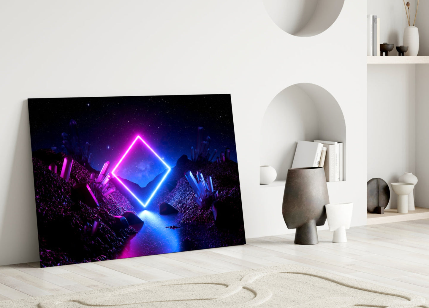 Synthwave Dreamscape Glass Wall Art