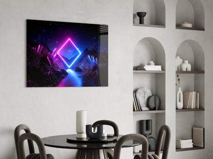 Synthwave Dreamscape Glass Wall Art