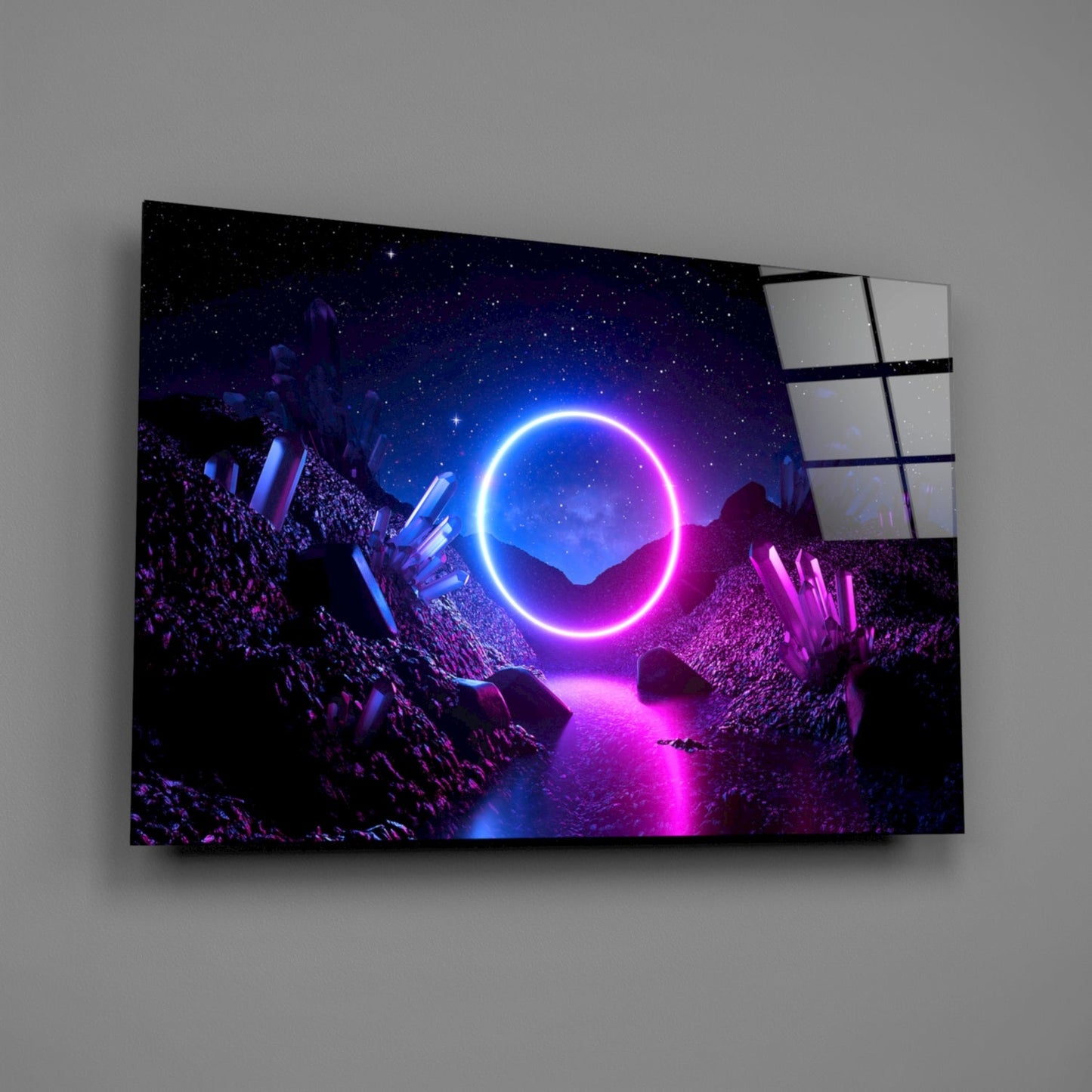 Neon Circle Dreamscape Glass Wall Art