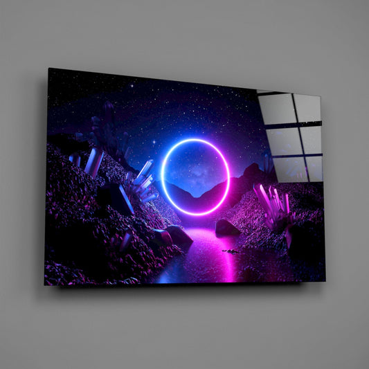 Neon Circle Dreamscape Glass Wall Art