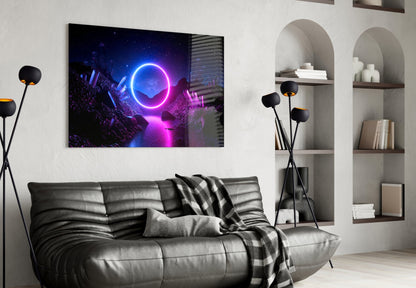 Neon Circle Dreamscape Glass Wall Art