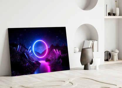 Neon Circle Dreamscape Glass Wall Art