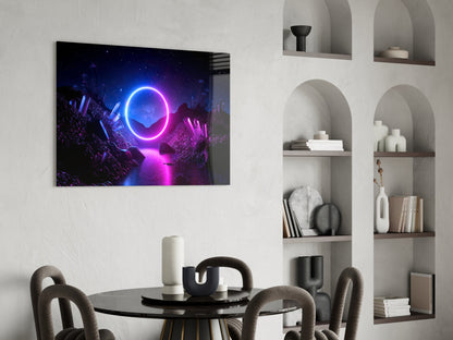 Neon Circle Dreamscape Glass Wall Art