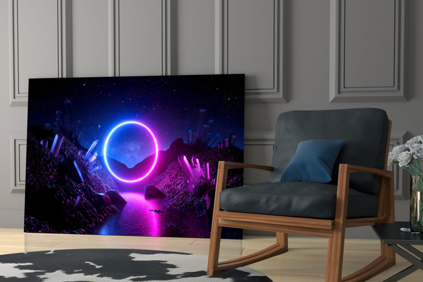 Neon Circle Dreamscape Glass Wall Art